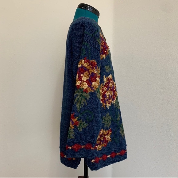 Hand Knit Ivy Vintage Embellished Tunic Sweater, grandma core, cottagecore, M - Picture 5 of 16